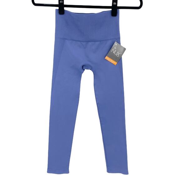 Nux Womens Moderate Compression Cropped Leggings Blue Violet Ribbed Size Small S - Picture 1 of 8